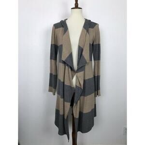 Saks Fifth Avenue Threads Striped Hoodie Cardigan Sweater Wool